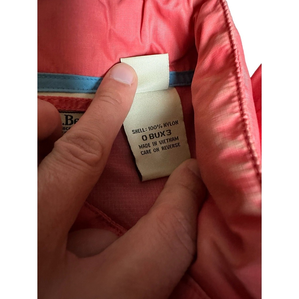 Vtg LL Bean Full‎ Zip Women XL Windbreaker Jacket Salmon Pink Hooded Coat 0BUX3 - Picture 5 of 15